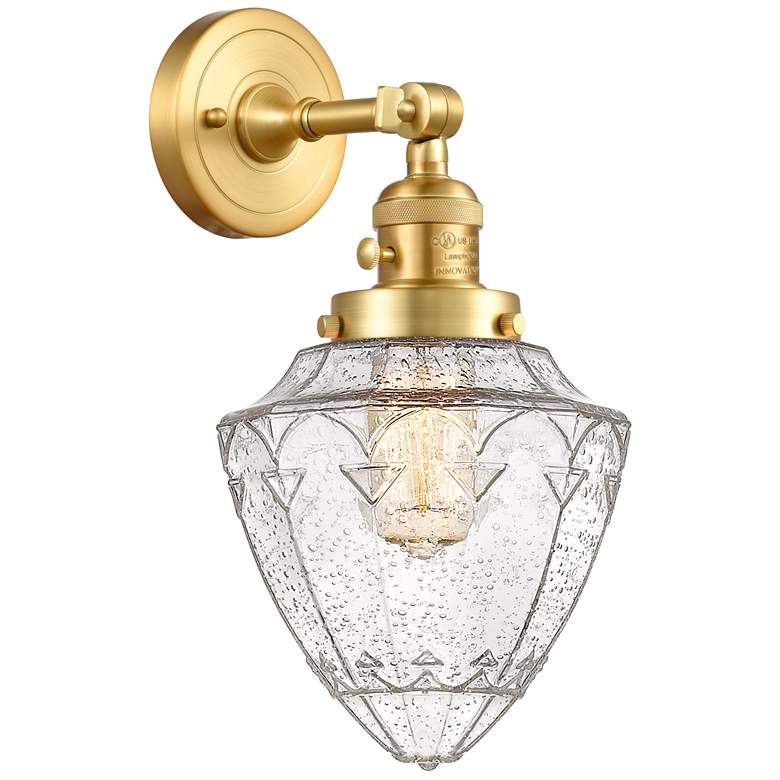 Image 1 Bullet 7" Satin Gold Sconce w/ Seedy Shade
