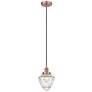 Bullet 7" Wide Antique Copper Corded Mini Pendant With Seedy Shade