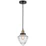 Bullet 7" Wide Black Brass Corded Mini Pendant With Seedy Shade