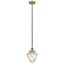 Bullet 7" Wide Brushed Brass Corded Mini Pendant With Seedy Shade