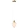 Bullet 7"W Antique Brass Corded Mini Pendant w/ Matte White Shade