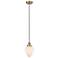 Bullet 7"W Antique Brass Corded Mini Pendant w/ Matte White Shade