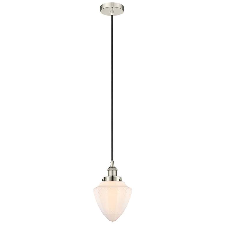 Image 1 Bullet 7"W Polished Nickel Corded Mini Pendant w/ Matte White Shade