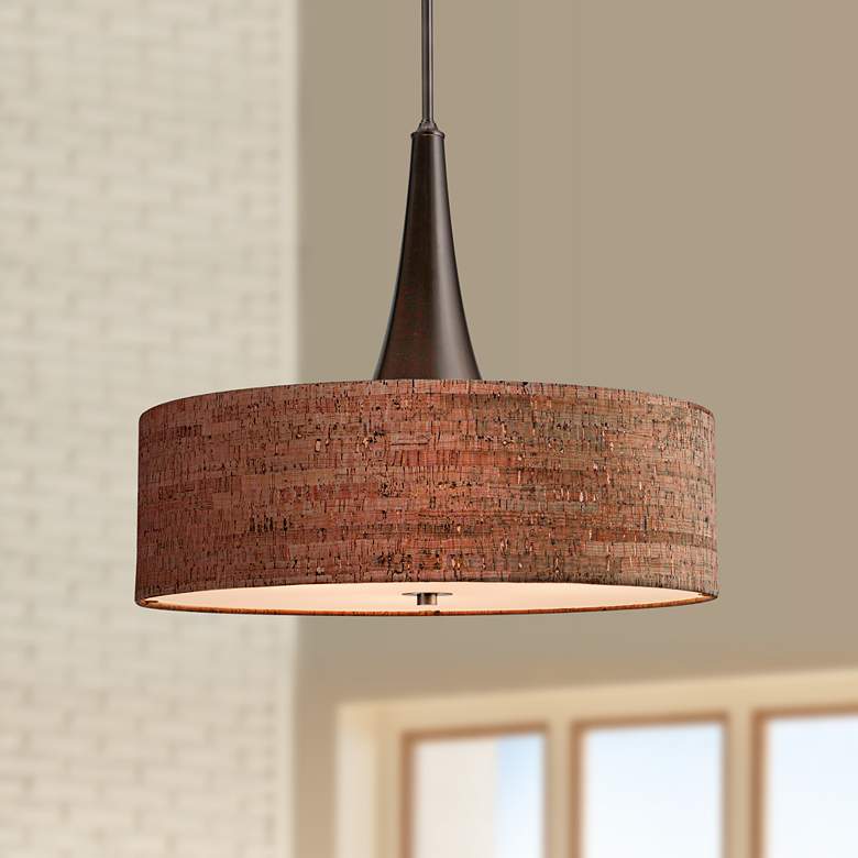 Image 1 Bulletin 22" Wide Natural Cork Pendant