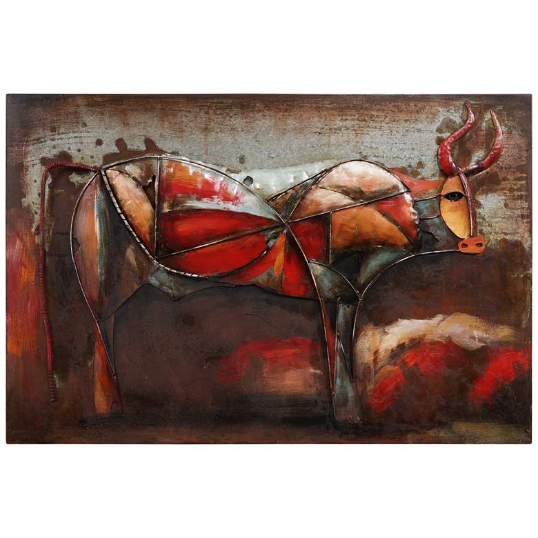 Image 2 Bullish" Mixed Media Iron Hand Painted Dimensional Wall Art