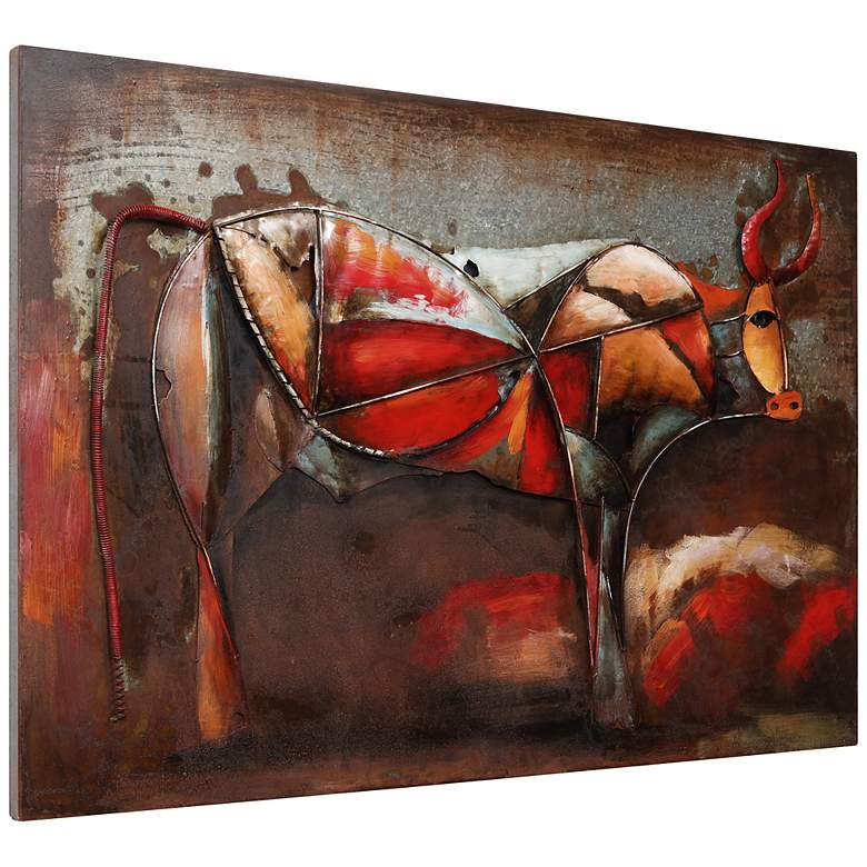 Image 3 Bullish" Mixed Media Iron Hand Painted Dimensional Wall Art more views