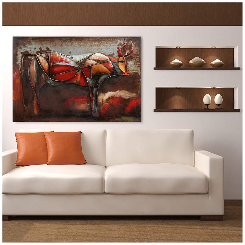 Image 4 Bullish" Mixed Media Iron Hand Painted Dimensional Wall Art more views