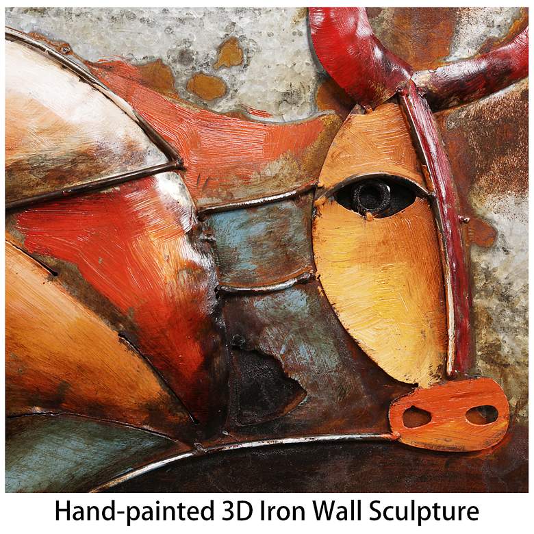 Image 7 Bullish" Mixed Media Iron Hand Painted Dimensional Wall Art more views