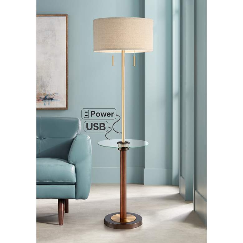 Image 1 Bullock Tray Table Floor Lamp with USB Port and Outlet