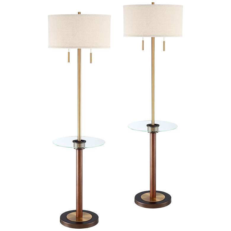 Image 1 Bullock Tray Table USB Floor Lamps Set of 2