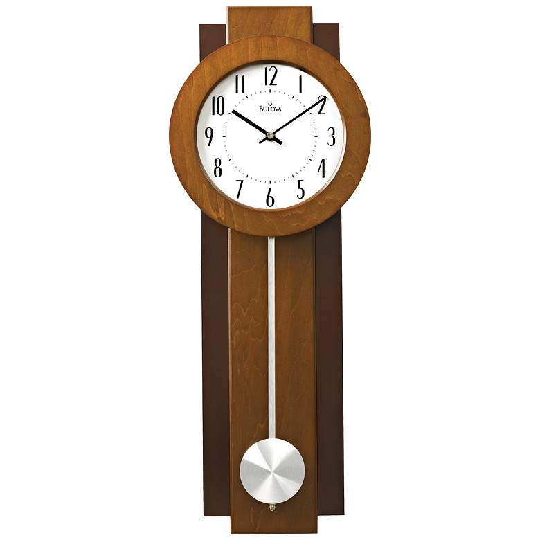 Image 1 Bulova Advent Walnut Wood Stain 23 1/2"H Pendulum Wall Clock