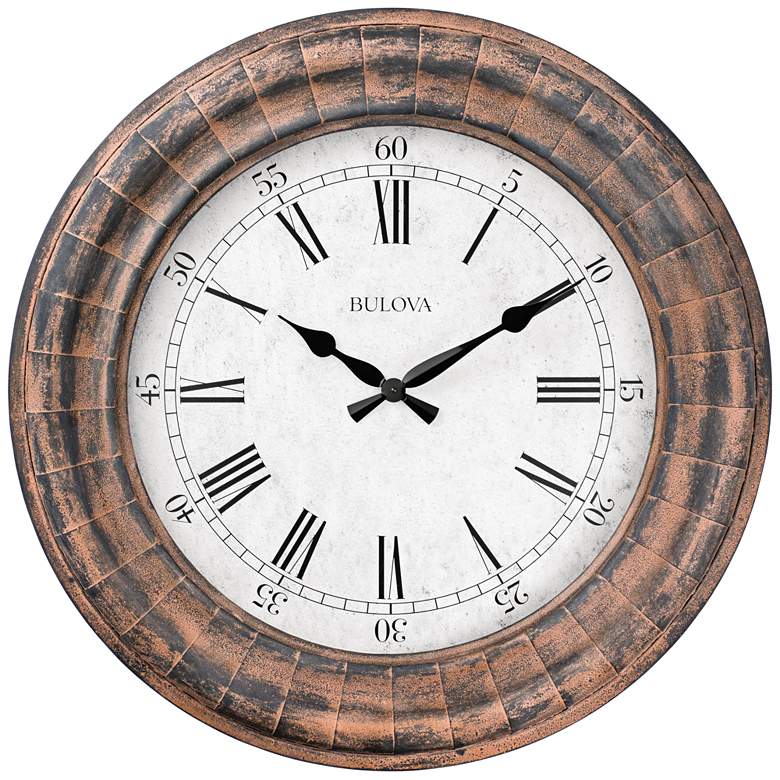 Image 1 Bulova Basset Weathered Metal 48" Round Gallery Wall Clock