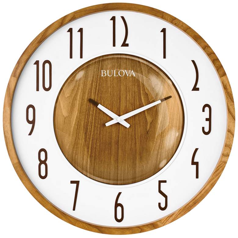 Image 1 Bulova Broadway Zebra Hardwood 22 inch Round Wall Clock
