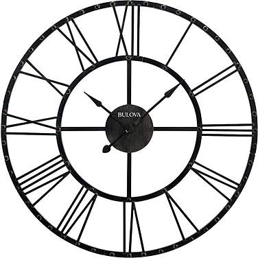 Bulova Carmen 45" Wide Round Aged Iron Wall Clock