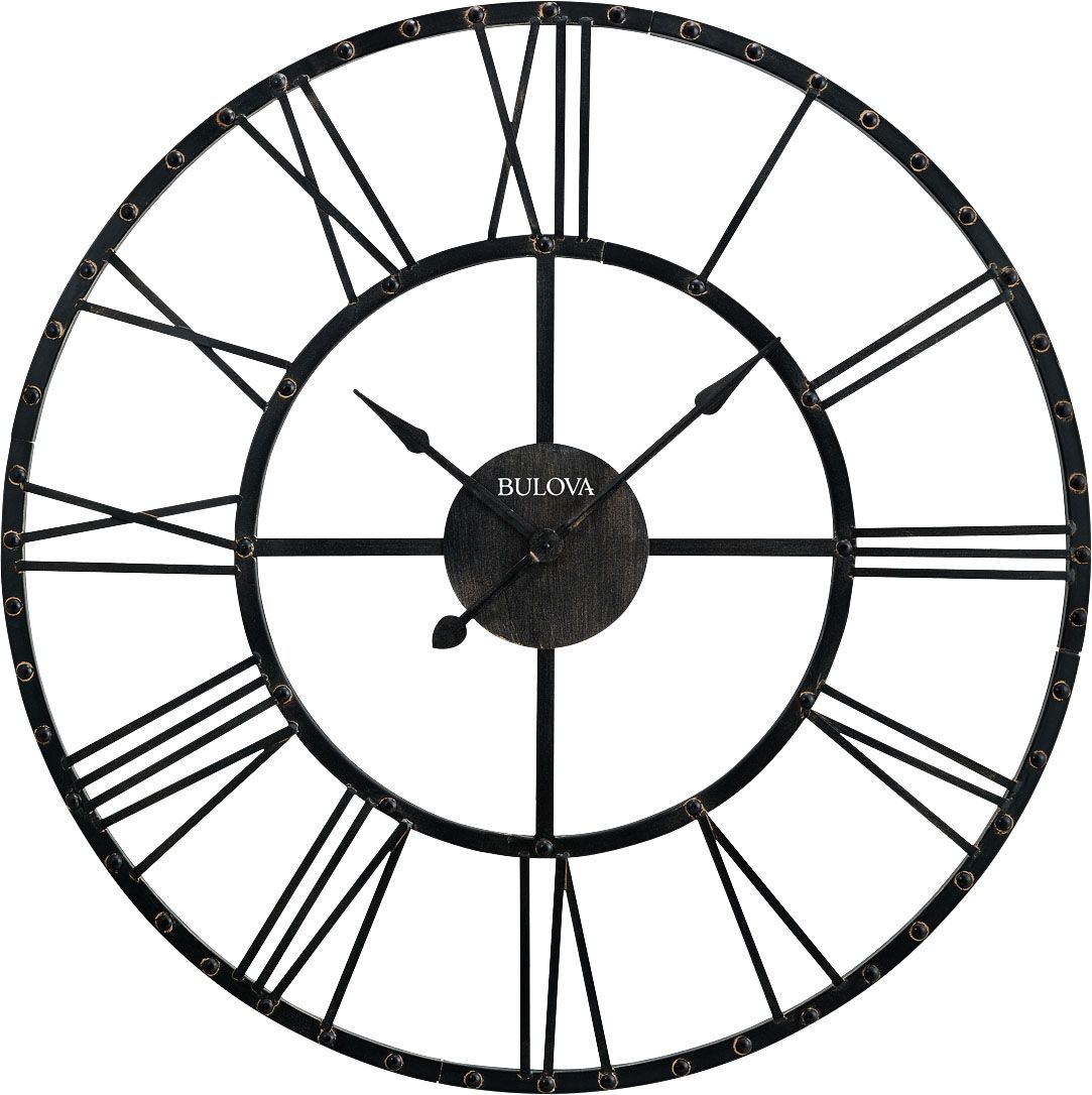 Bulova Carmen Aged Iron 45" Round Wall Clock 9D499 Lamps Plus