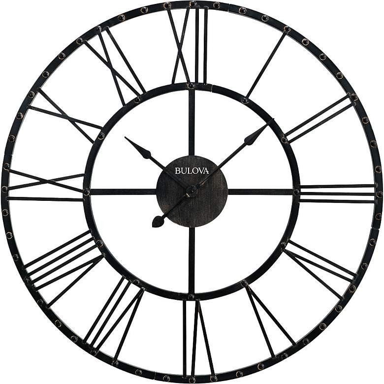 Image 1 Bulova Carmen Aged Iron 45 inch Round Wall Clock