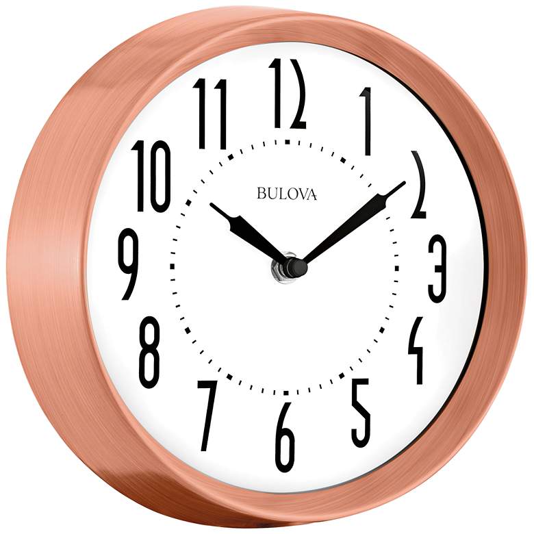 Image 1 Bulova Cleaver Brushed Copper 8 1/4" Round Wall Clock