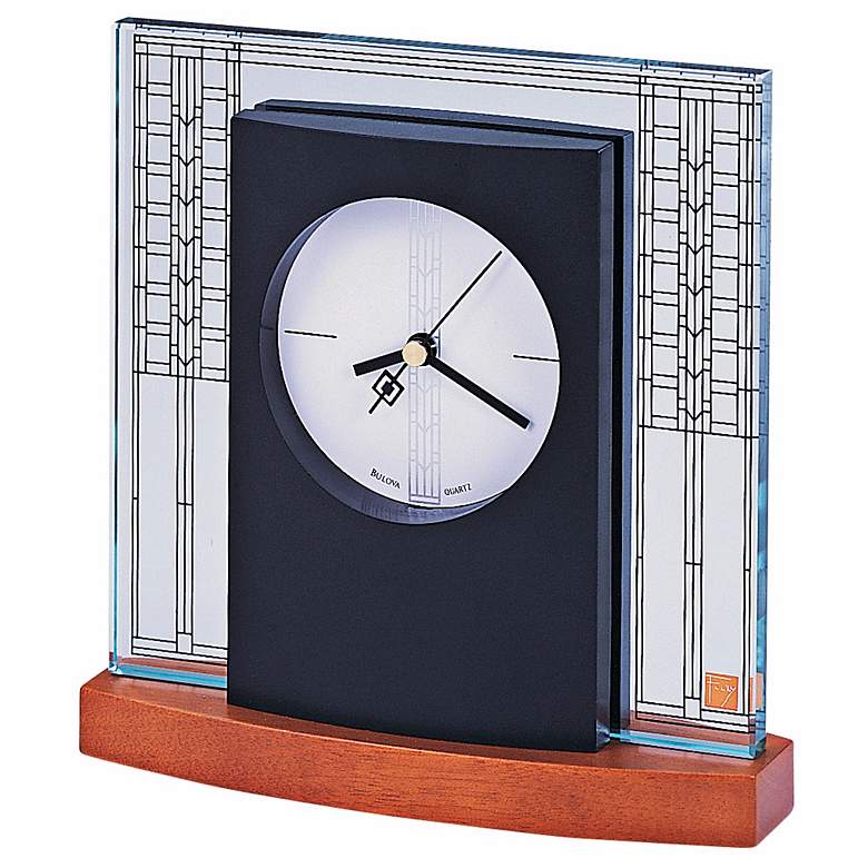 Image 1 Bulova Glasner House Frank Lloyd Wright 6 1/4" Wide Clock