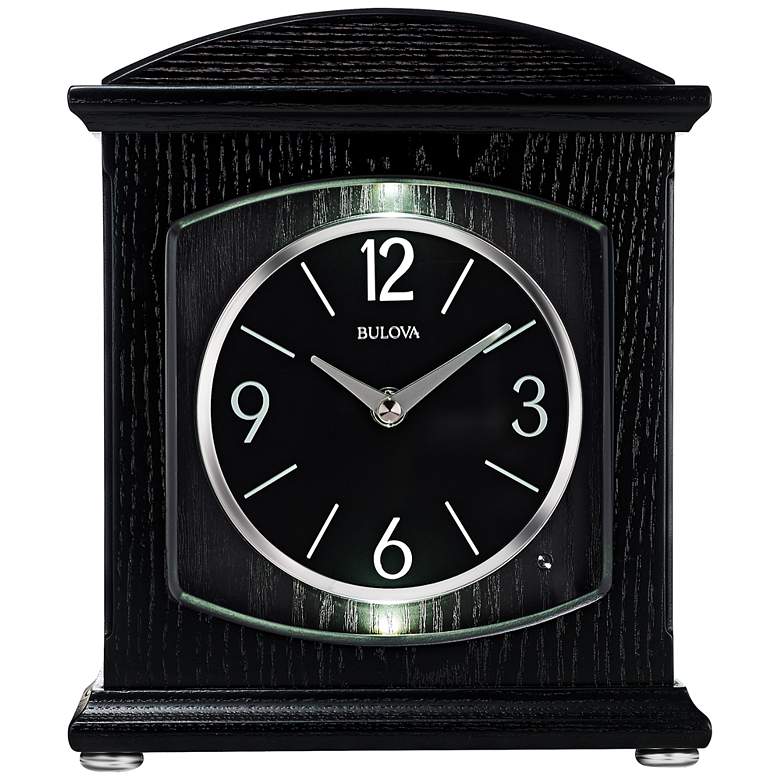 Image 1 Bulova Glendale Ebony Wood 9 3/4 inch High Table Clock