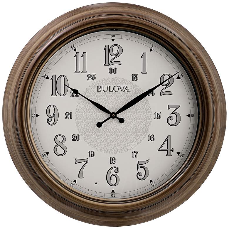 Image 1 Bulova Key West Brown Metal 24 inch Round Wall Clock