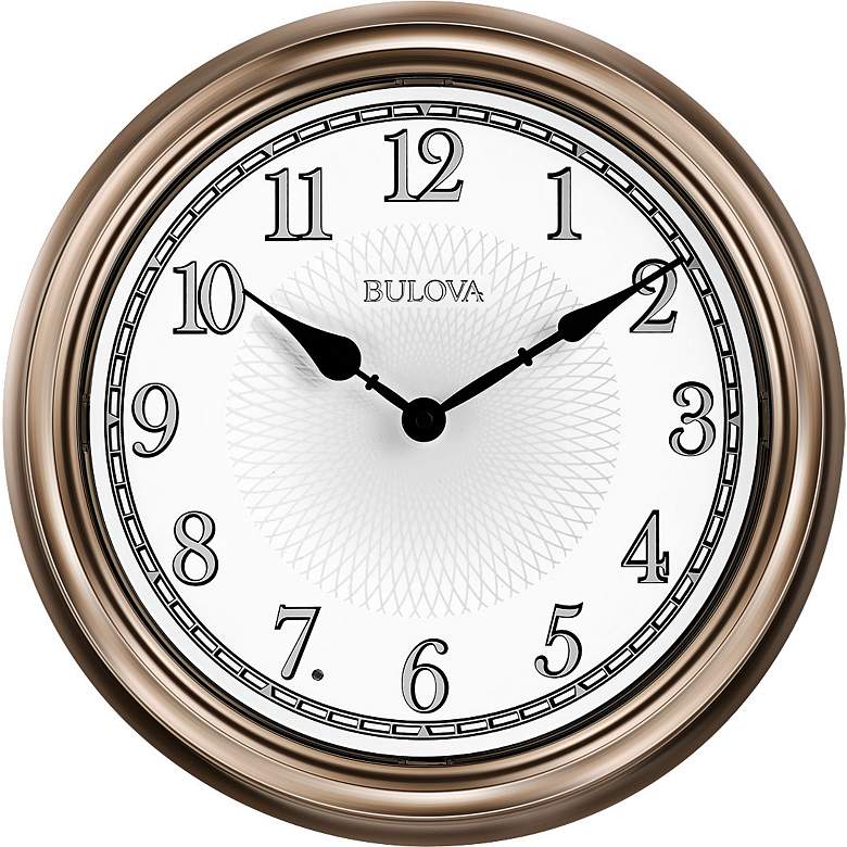 Image 1 Bulova Light Time Champagne 14 inch Round Wall Clock