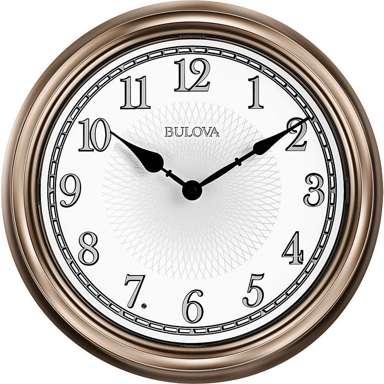 Image 1 Bulova Light Time Champagne 14" Round Wall Clock