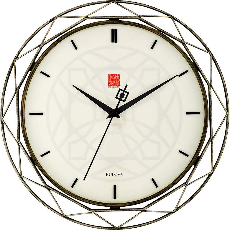 Image 1 Bulova Luxfer Prism Aged Bronze 14 inch Round Wall Clock