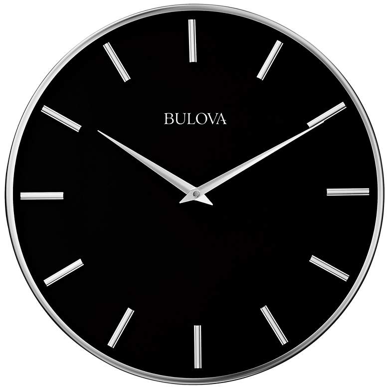 Image 1 Bulova Metro Pewter Metal 16 inch Round Wall Clock