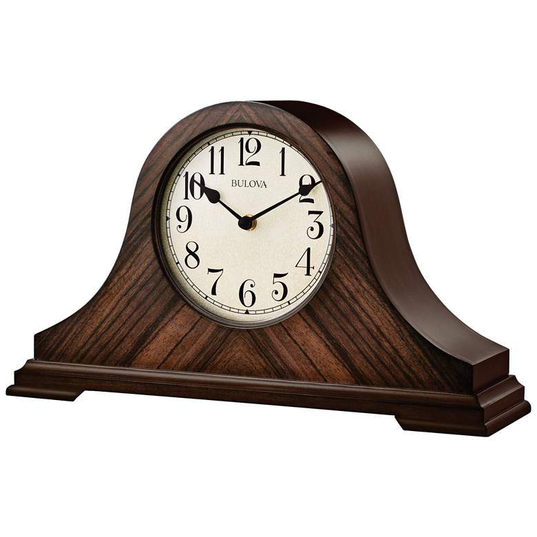 Image 1 Bulova Norlwalk Walnut 15 1/4 inchW Tambour Mantel Clock