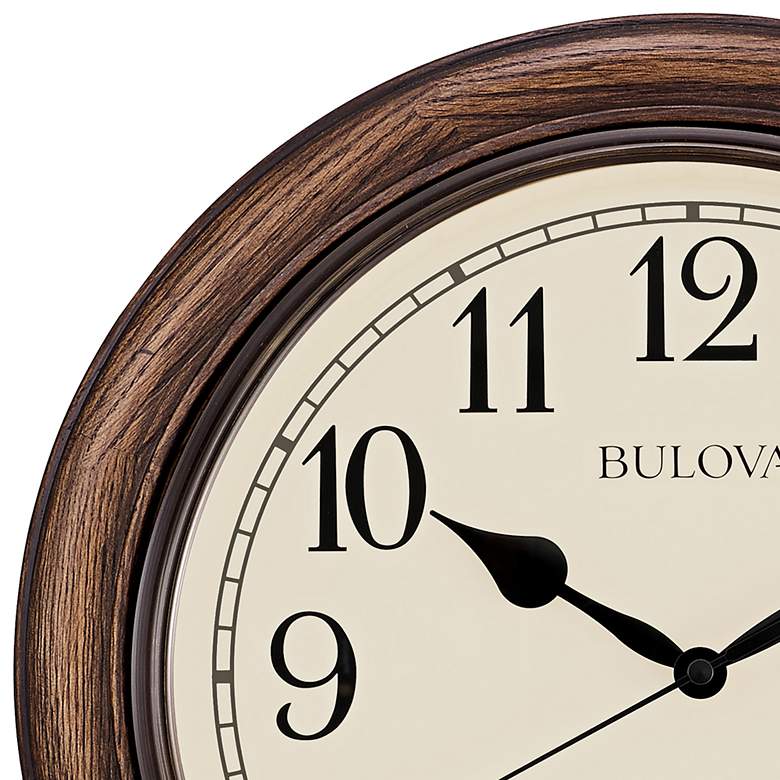 Image 2 Bulova Oakbrook Dark Oak Wood 16" Round Wall Clock more views