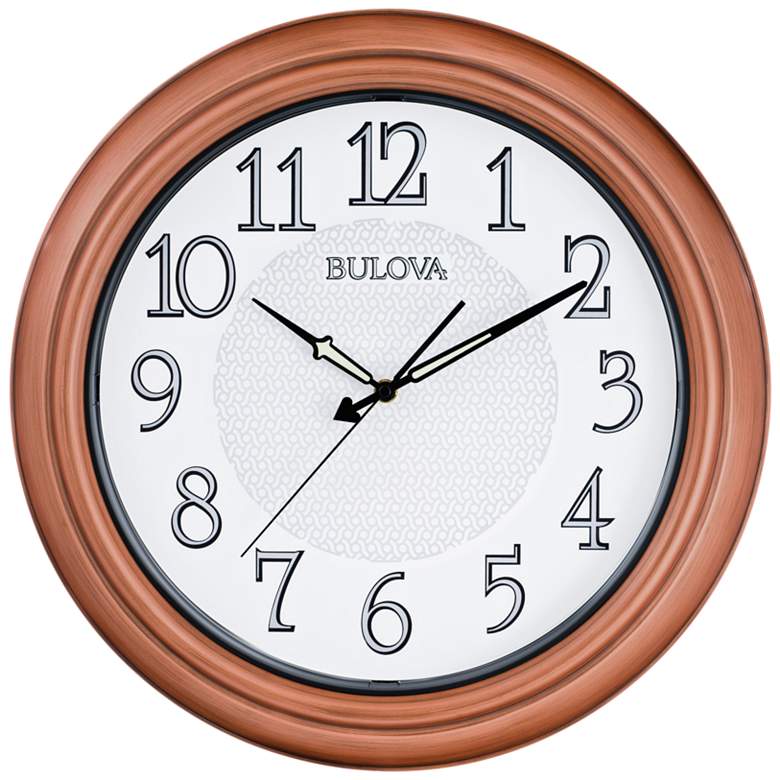 Image 1 Bulova Providence Aged Copper 18 inch Round Outdoor Wall Clock