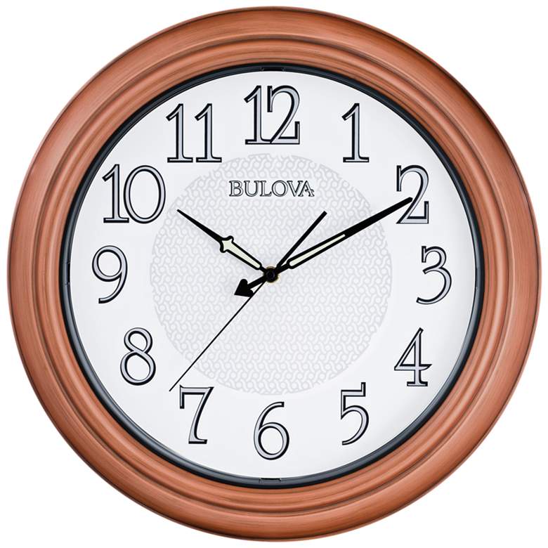 Image 1 Bulova Providence Aged Copper 18" Round Outdoor Wall Clock