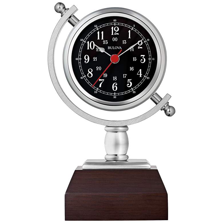 Image 1 Bulova Sag Harbor Silver and Espresso 7 3/4 inchH Table Clock