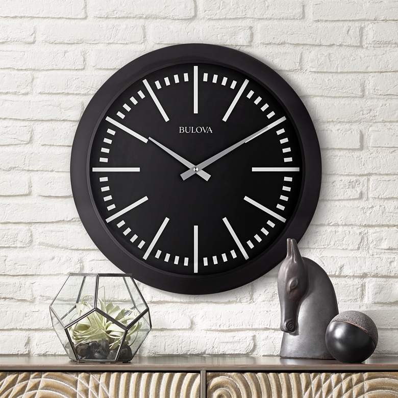 Image 1 Bulova Sound Around Matte Black 16"W Bluetooth Wall Clock