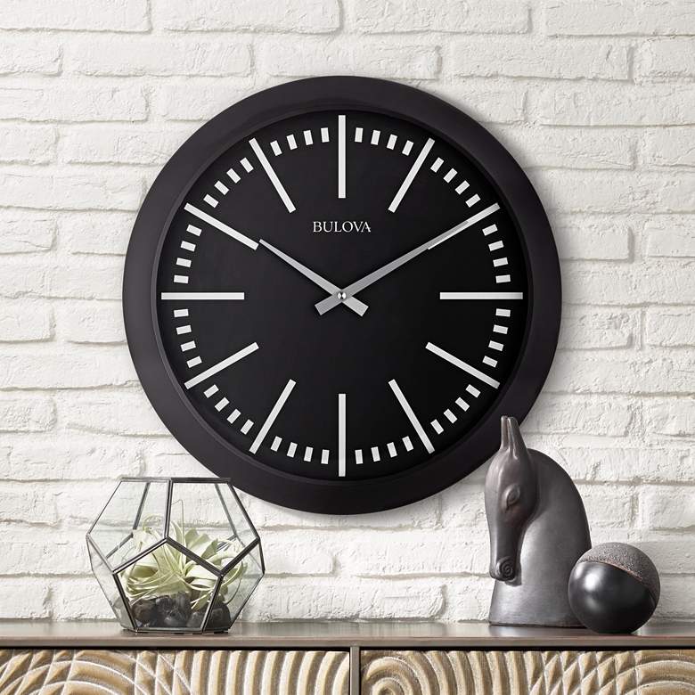 Image 1 Bulova Sound Around Matte Black 16 inchW Bluetooth Wall Clock