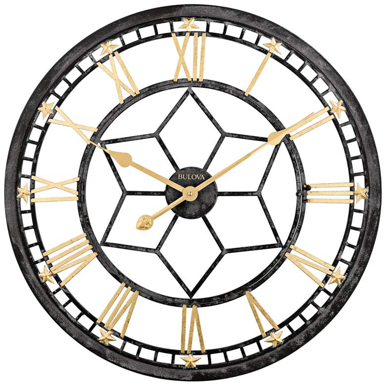 Image 1 Bulova Starlight Aged Black 24" Round Gallery Wall Clock