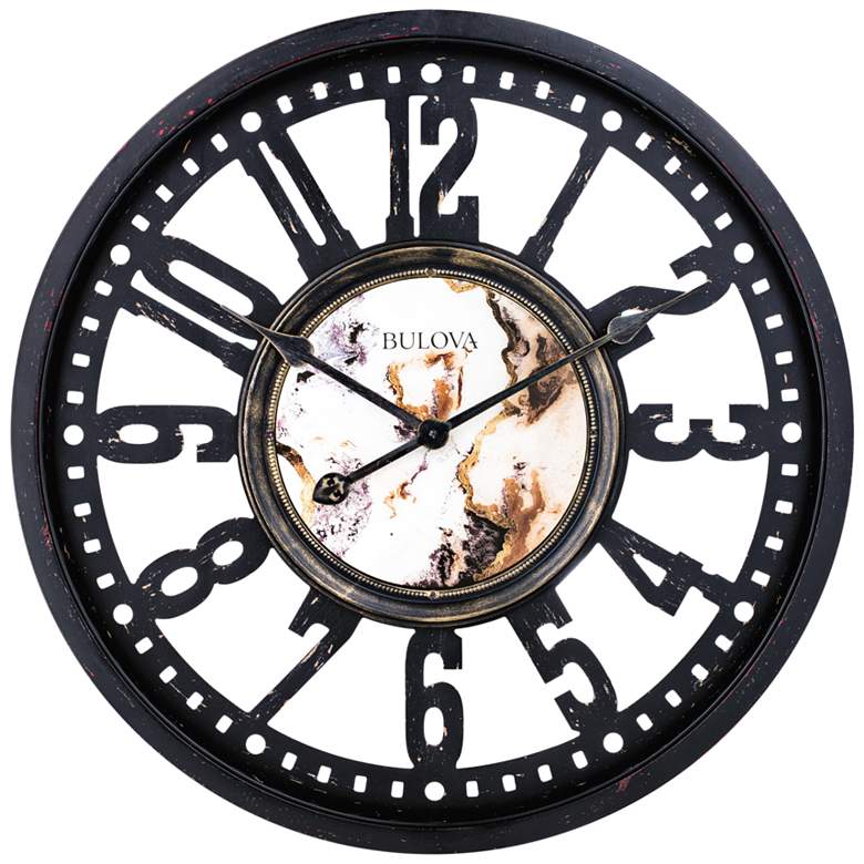 Image 1 Bulova Station Master Black 24" Round Gallery Wall Clock