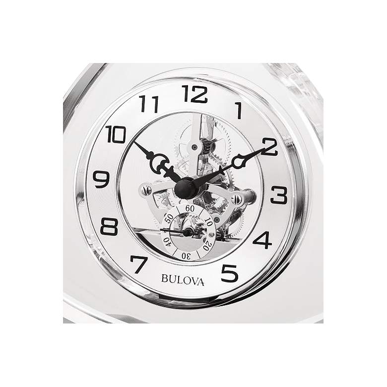 Image 3 Bulova Trident Crystal Glass 6 3/4"W Skeleton Table Clock more views