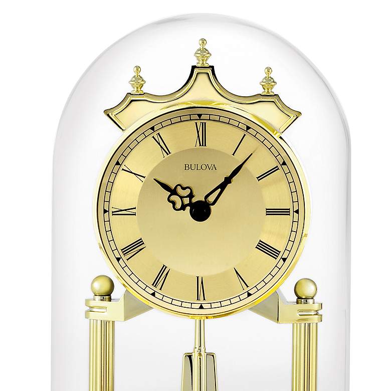Image 2 Bulova Tristan I Brass with Glass Dome 9" High Table Clock more views