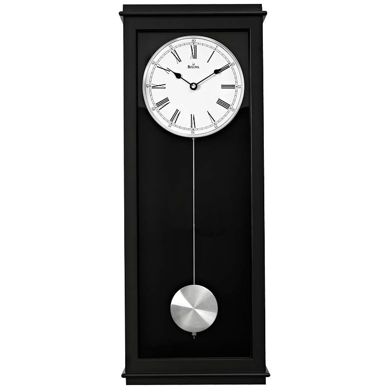 Image 1 Bulova Vision 25 1/2 inch High Rectangular Black Wall Clock