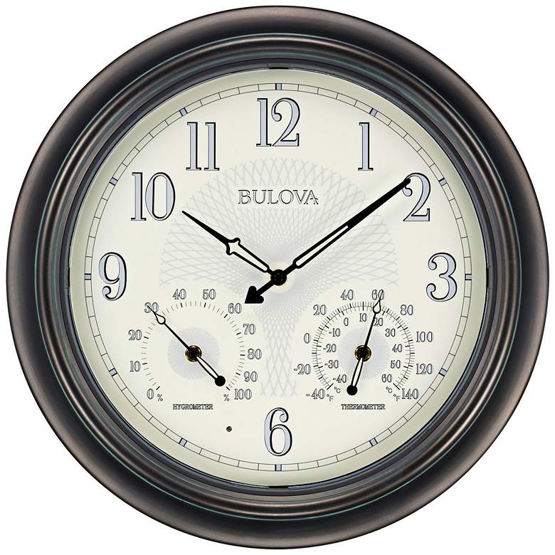 Image 1 Bulova Weather Master Oiled Bronze 18" Round Wall Clock