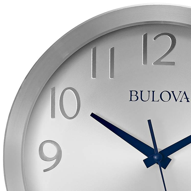 Image 2 Bulova Winston Silver Metal 9 3/4" Round Wall Clock more views