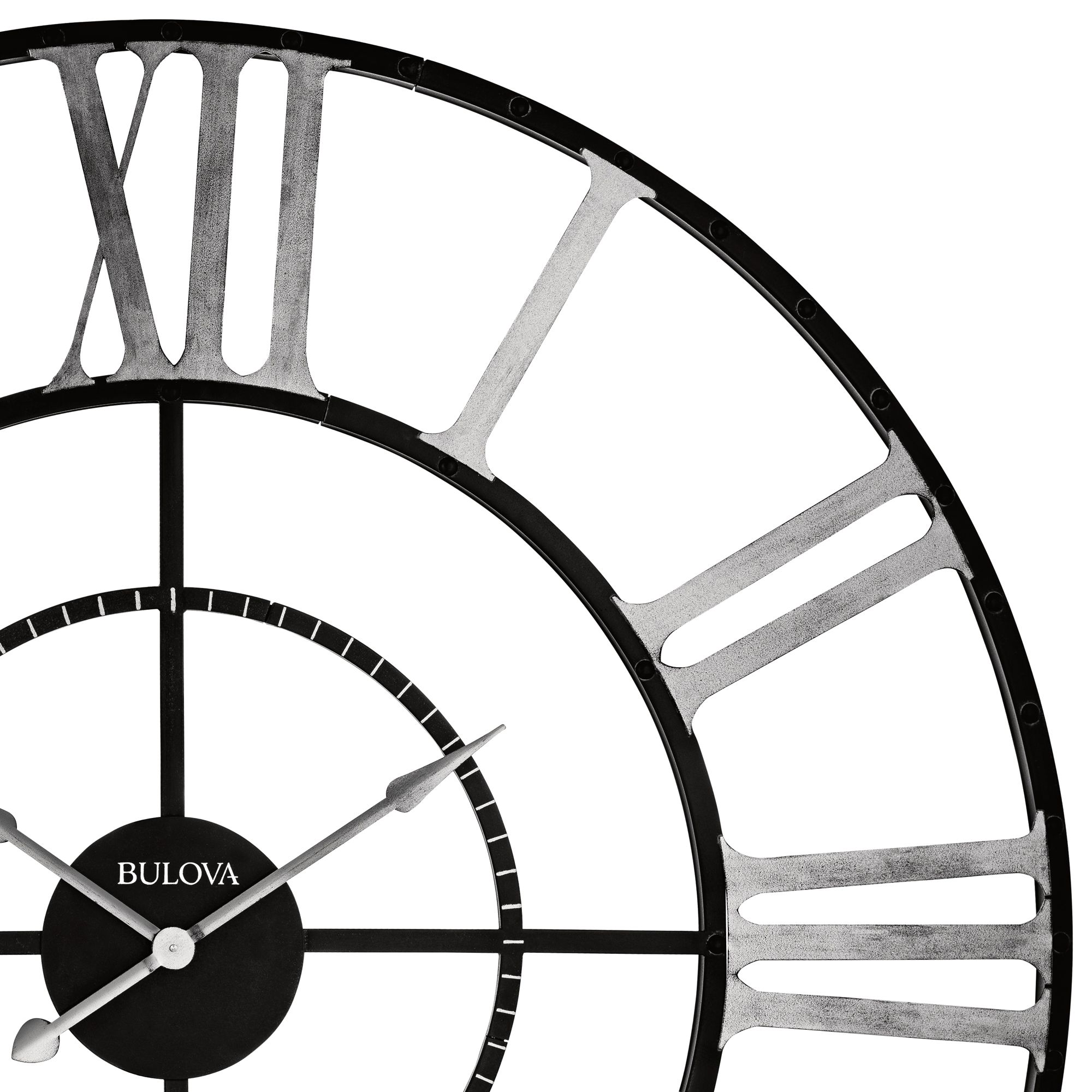 Bulova Zeeland Aged Black and Silver 60" Round Wall Clock 58C66