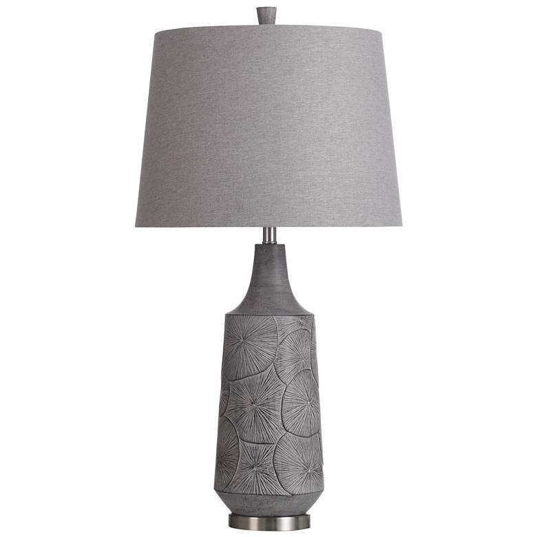Image 1 Bulwell Grey - Resin Moulded And Steel Base Table Lamp