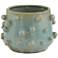 Bumpy 5 1/2" Wide Green and Blue Stoneware Decorative Vase