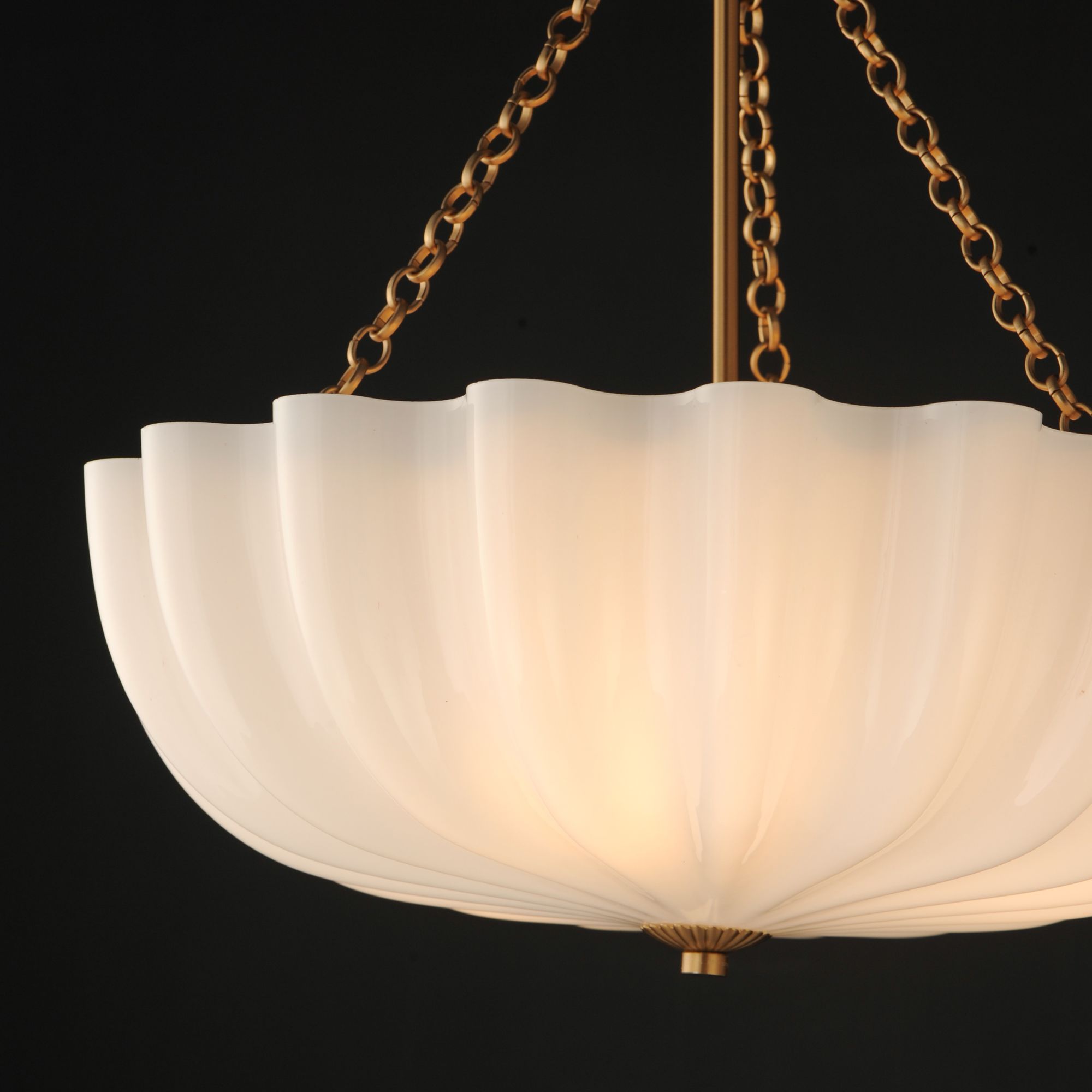 Image 3 Bundt 17.5" Pendant / Semi-Flush Convertible White/Natural Aged Brass more views