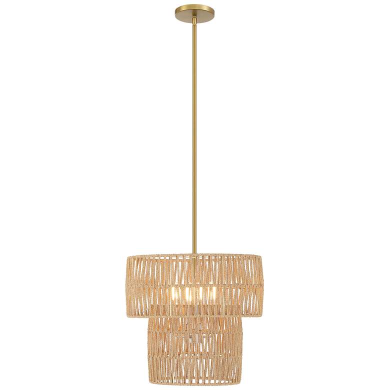 Image 1 Bungalow Heaven 16" Wide Soft Brass 4-Light Pendant