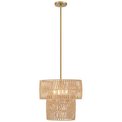 Bungalow Heaven 16" Wide Soft Brass 4-Light Pendant