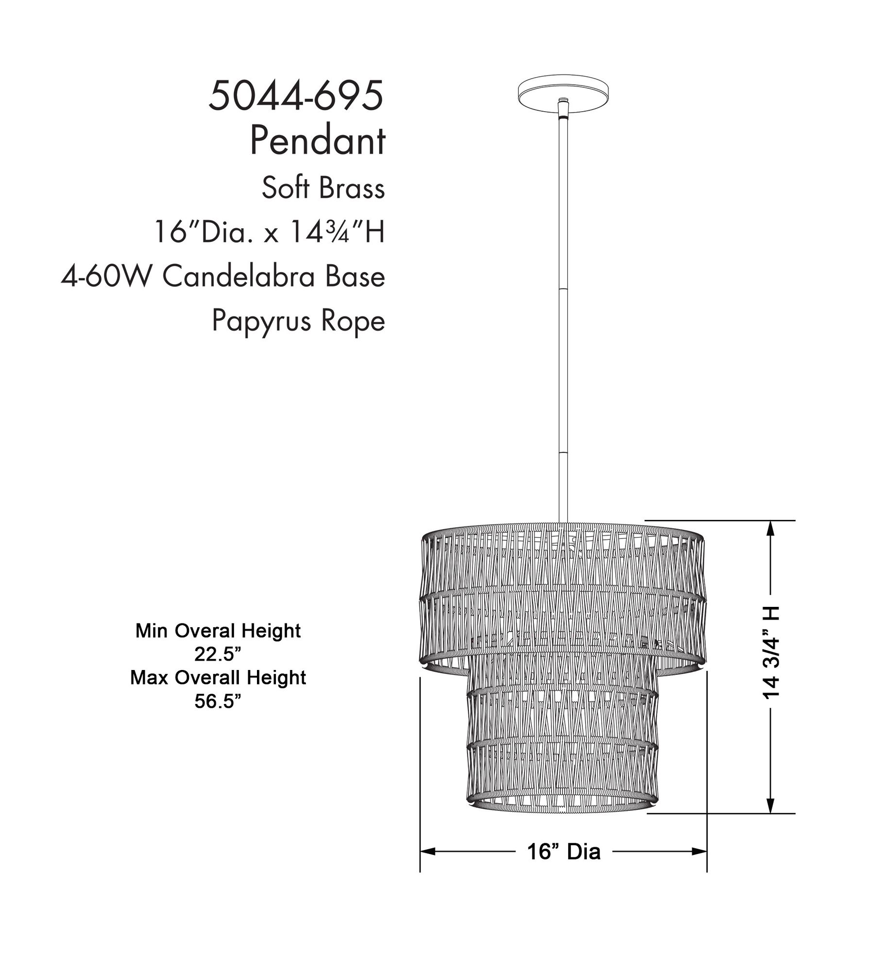 Thumbnail4 of Bungalow Heaven 16" Wide Soft Brass 4-Light Pendant more views