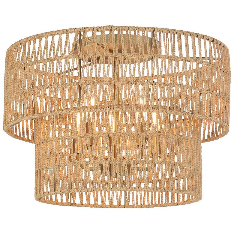 Image 1 Bungalow Heaven 20"W Soft Brass Papyrus Rope Ceiling Light